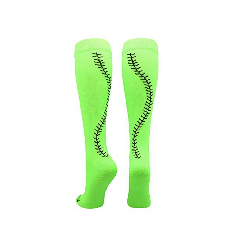 YR-A 090 neon and lime green baseball socks
