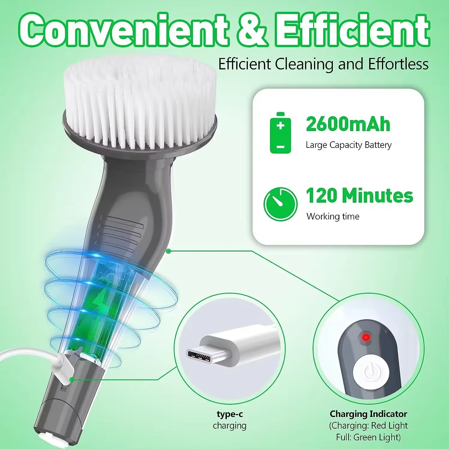Electric Shower Scrubber   Long Handle Electric Scrubber Cordless Scrubber for Cleaning Bathroom with Power Cleaning Brush