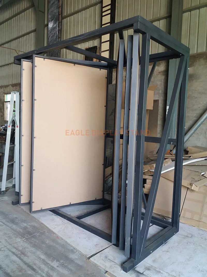 Custom book type page turning display frame ceramic tile show stand wood flooring display stands