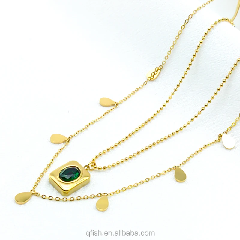 Waterproof 18K Gold Plated Stainless Steel bead Chain Three Multi Layered Stacked Choker Necklaces