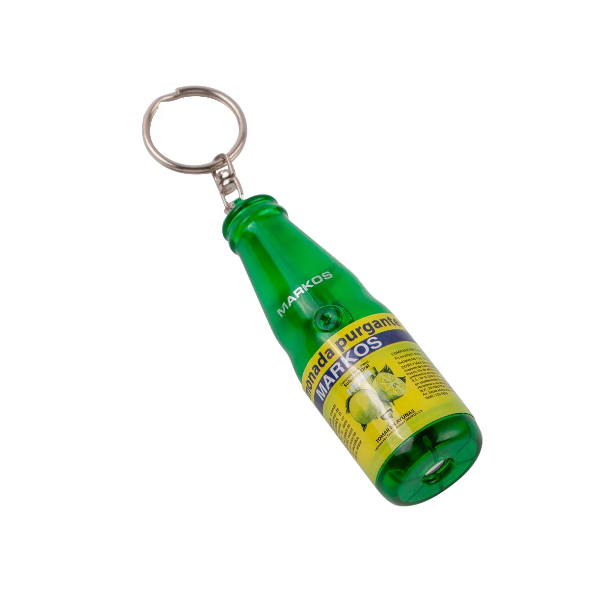 Manufacturer Customized Bottle Shape LED Flashlight Keychain Mini Projection Key Chain