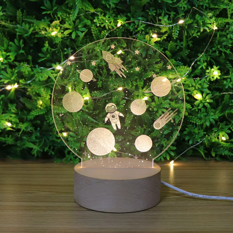 Mini Led night light base acrylic 3d led lamp touch base with usb cable and remote control for decoration