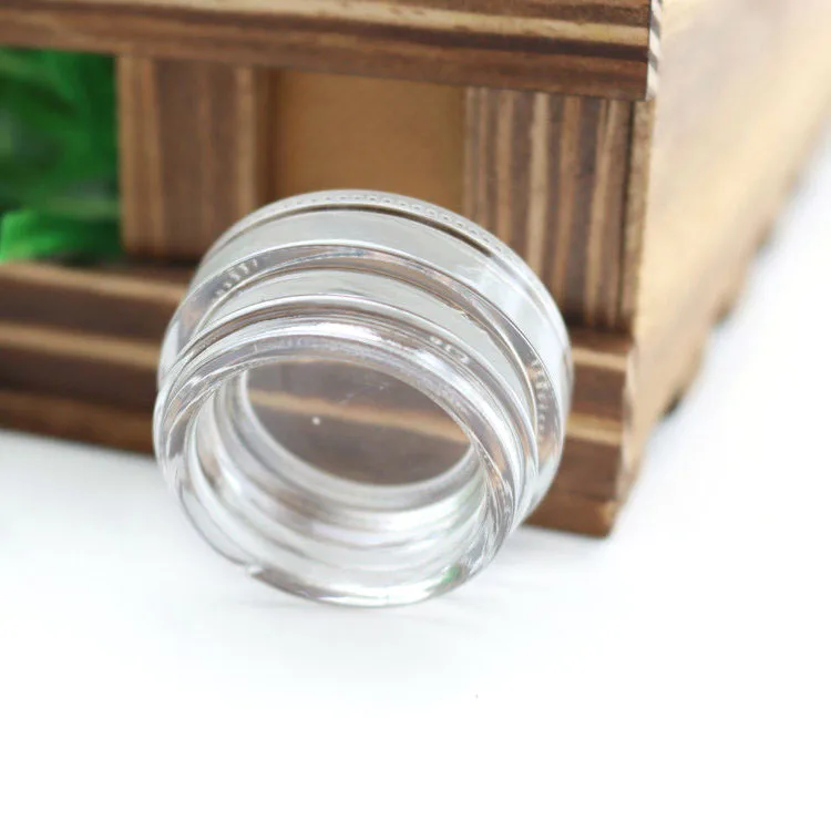  5g Clear Glass Lip Balm Jars Pot with Aluminum Lid 5ML wide mouth cosmetic Sample Storage container For eyeshadows