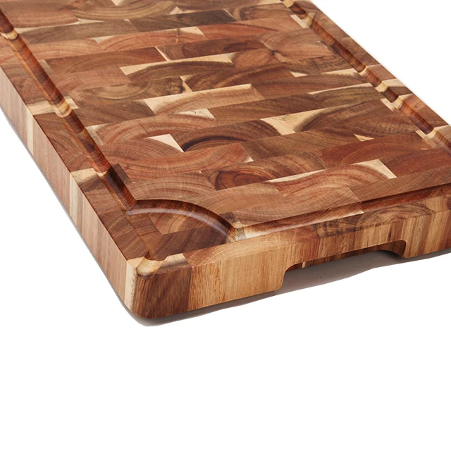 Amazon Hot Sale Custom Organic Butcher Square Kitchen Natural Cooking Boards Acacia Wood End Grain Chopping Wooden Cutting Board