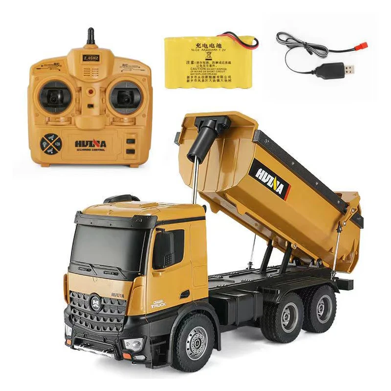 HUINA 1/14 RC Dumper Truck 2.4GHz RTR 1573 Remote Control Car Battery Light Outdoor Toys Boys Gift