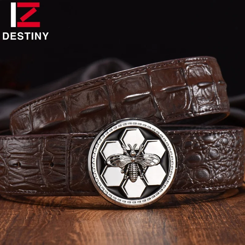 Factory Wholesale Custom Belts Bee Buckle Fashion Luxury Brand Famous Designer Men Leather Belt