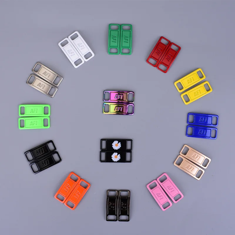 Diy 2pcs/pair Af1 Metal Decorative Shoe Lace Charms Metal Tags Buckle Shoelaces Accessories Lock For Sneaker Charms