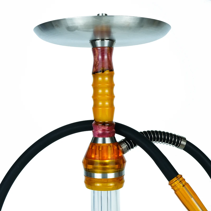 Russia Hookah Glass Vase Wood Stem Shisha Hookah With LED Light