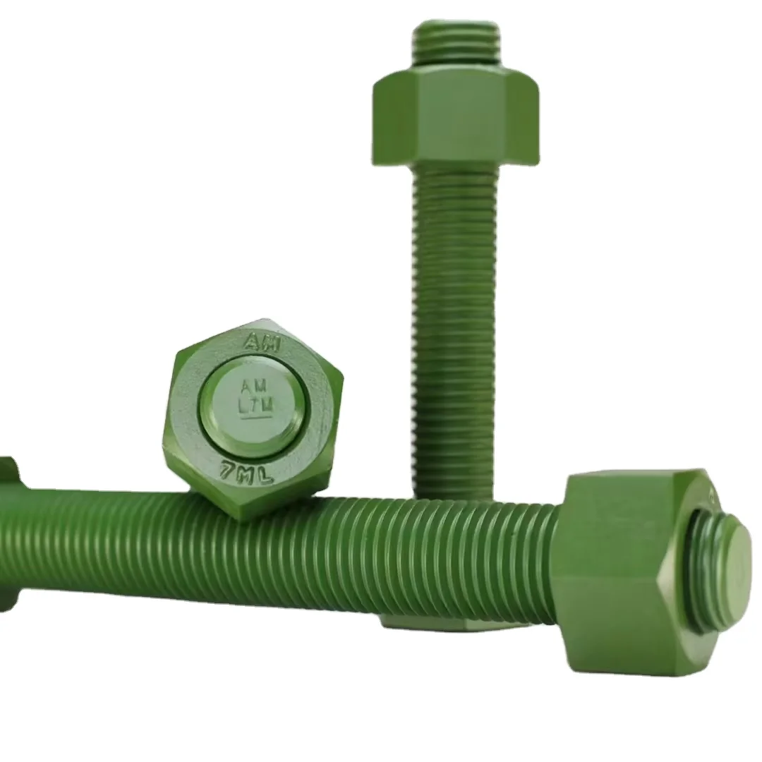 С покрытием PTFE Красный Синий Зеленый стержень высокий двойной конец ASTM покрытие стержни с A193 B7 шпилька болт и гайка