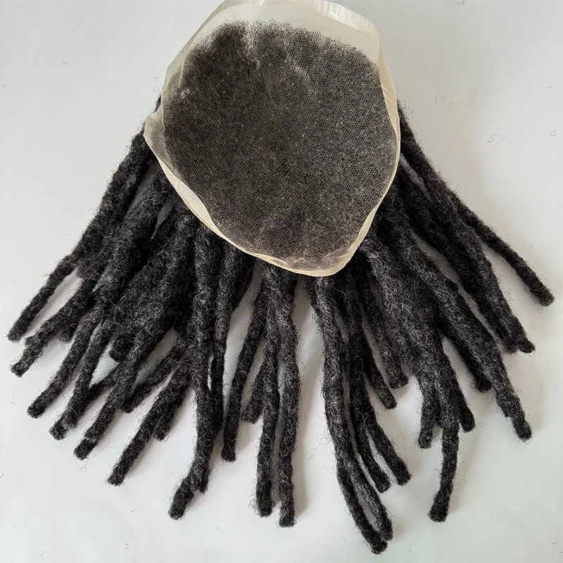 Locks HAIR Piece Human raw Hair Replacement System males durable full Lace Base virgin dreadlocks afro black Toupee for men