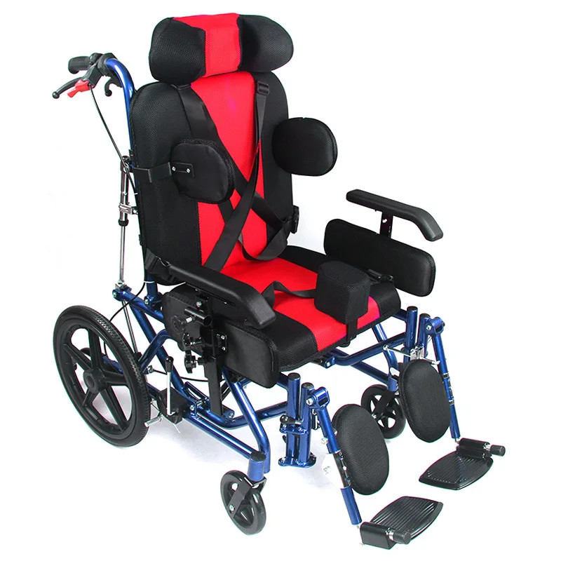 Disabled children with cerebral palsy wheelchair full lying high back multi-functional safety protection  wheelchair