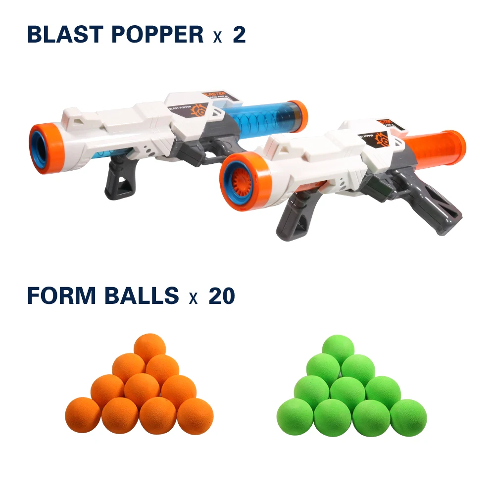
Exercise N Play 2PCS Power Popper Gun Dual Battle Pack Foam Ball Air Powered Shooter Toy Guns for Kids 