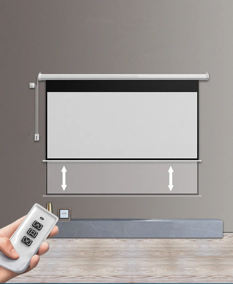 100inch 120inch 150inch home theatre aluminum electric projection screen motorized in ceiling projector screen