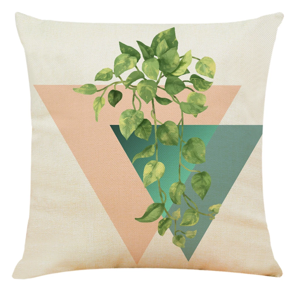 Hot Sale Green plant cushion covers decorative pillow covers succulent plants pattern pillow case square cushion cover