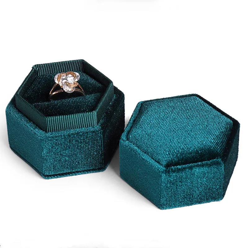 
Luxury hexagon assorted ring gift boxes velvet jewelry box low moq in stock 