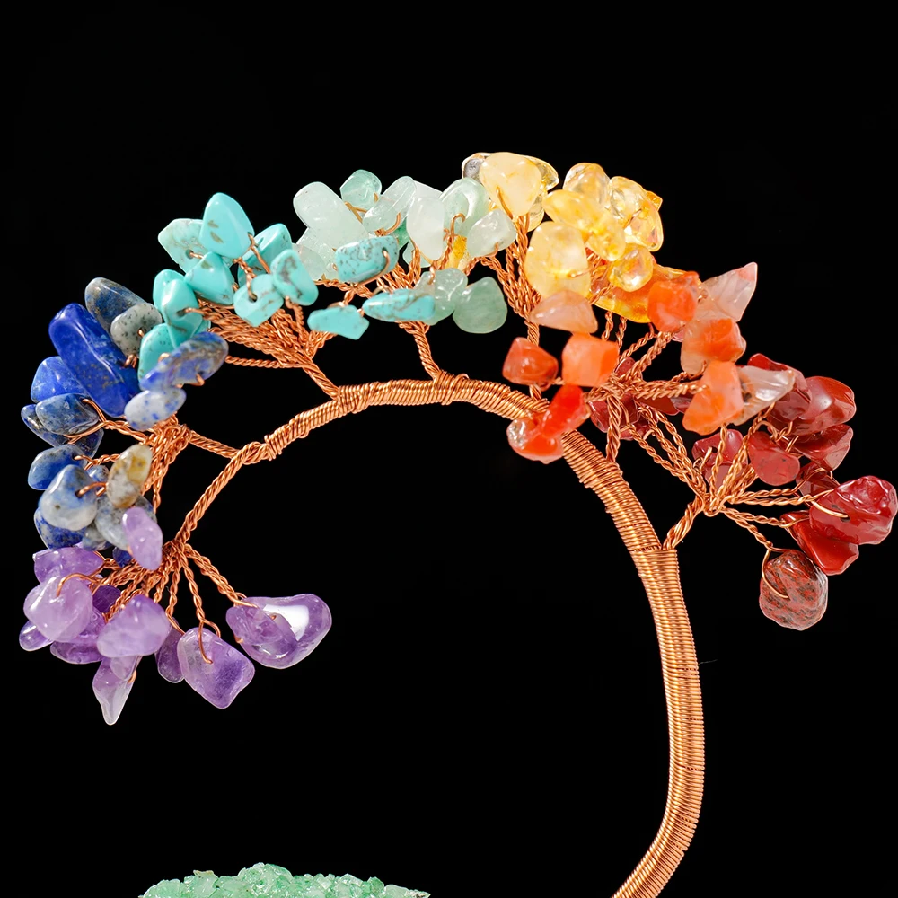 Natural crystal gravels seven chakra stone phoenix tail tree money tree healing desktop decoration