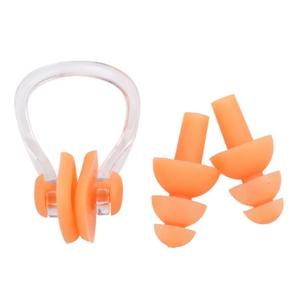 
ZLF Soft silicone swimming accessories set comfortable durable nose clip waterproof soft earplug multi-color swimming set 