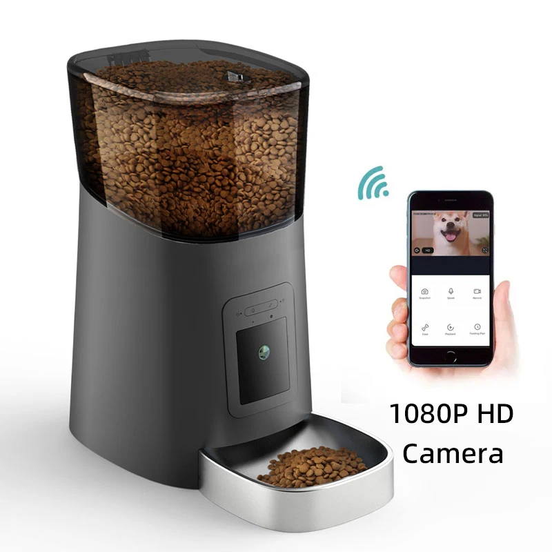 OEM 6L Smart Pet Feeder Tuya WiFi Camera 1080P HD Night Vision App Control Dog Cat Food Smart Automatic Pet Feeder With Camera
