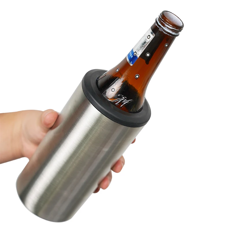 Top Sales Beer Holder 12oz Beer Drink Can Cooler Vacuum Insulate Slim 4-in-1 Can Cooler with Lid