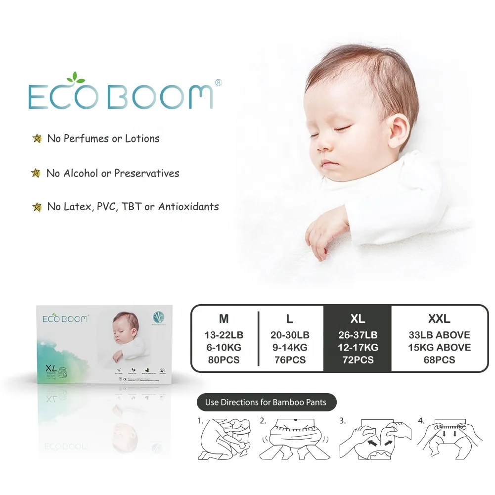 ECO BOOM new fashion disposable eco friendly organic biodegradable bamboo baby training pants nappy for kid