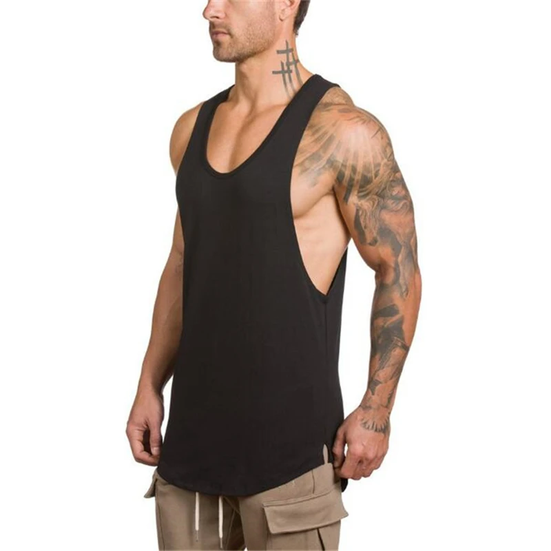 Custom logo high quality fashion fitness gym tank top men sleeveless singlet