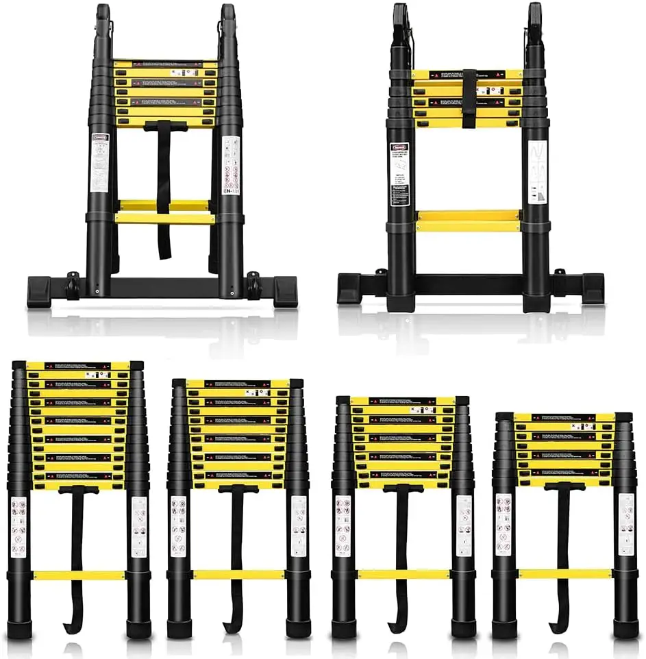 Heavy Duty Articulated Retractable 1.9+1.9meters Aluminium Ladders A Type With Hinges