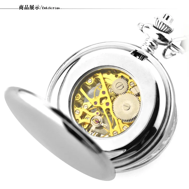 skeleton watch American Double Open Cover Design Glossy Retro Mechanical Pocket Watch Pendent watch