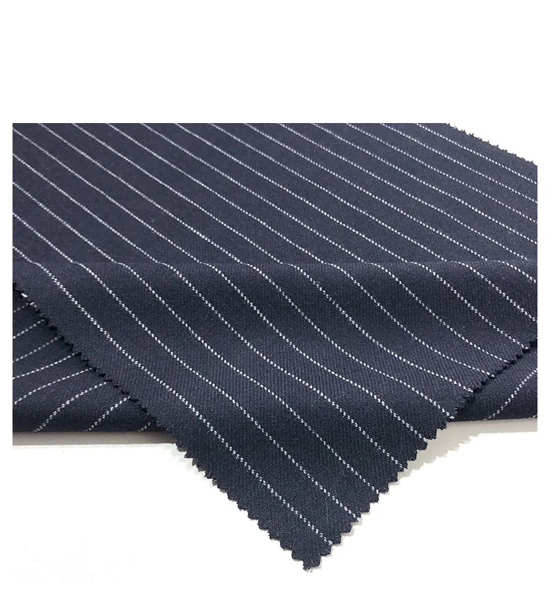 250gsm Plaid Woven Yarn-Dyed Malden Wool Fabric 30%Wool 20%Rayon 50%PolyesterSingel Sided Stripe Smooth Wool Fabric for Suit