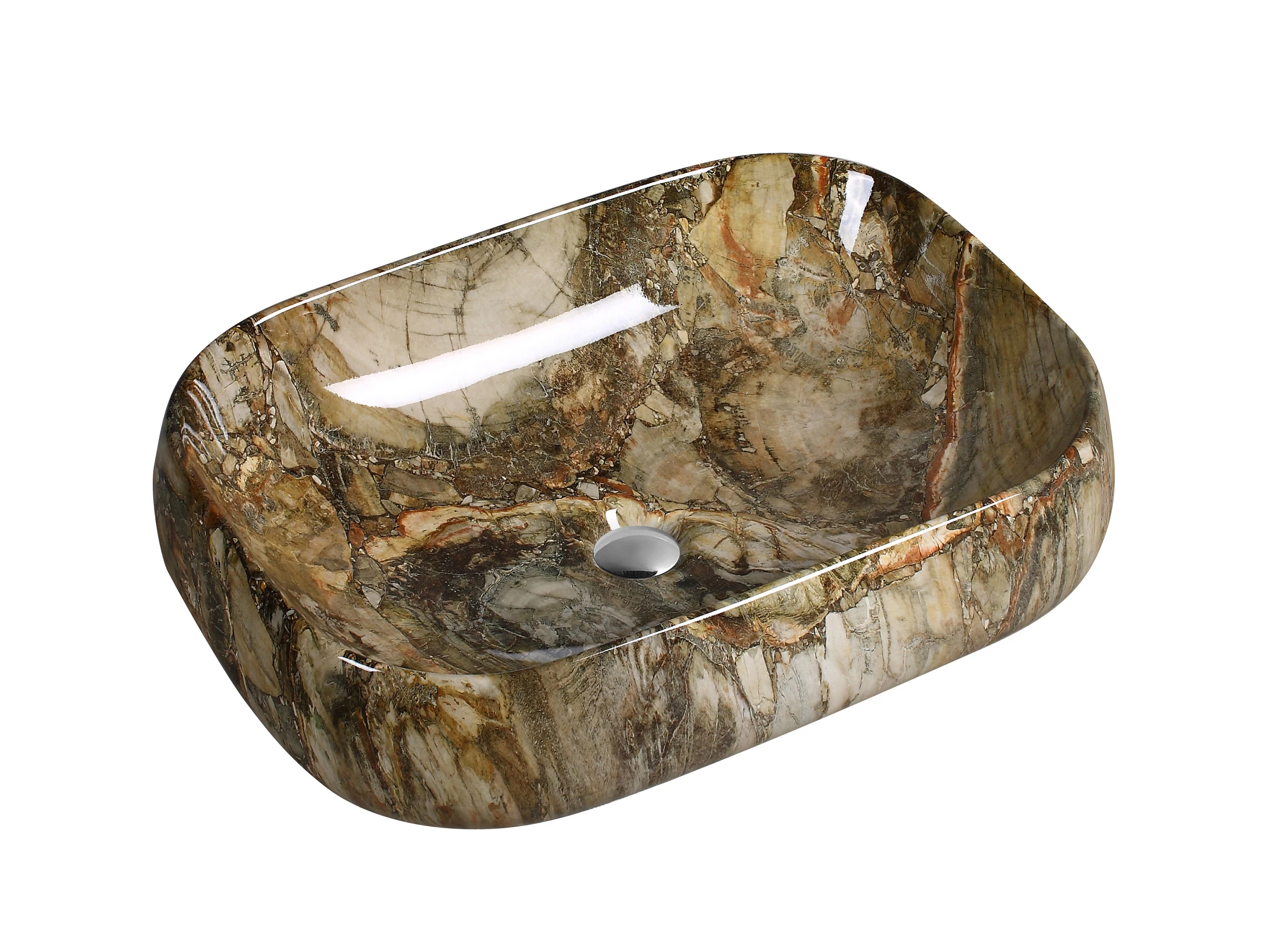 Great Material Luxurious Rectangular Glossy Finish Artistic Cast Stone Basin Bathroom Cabinet Lavatory For Promotion