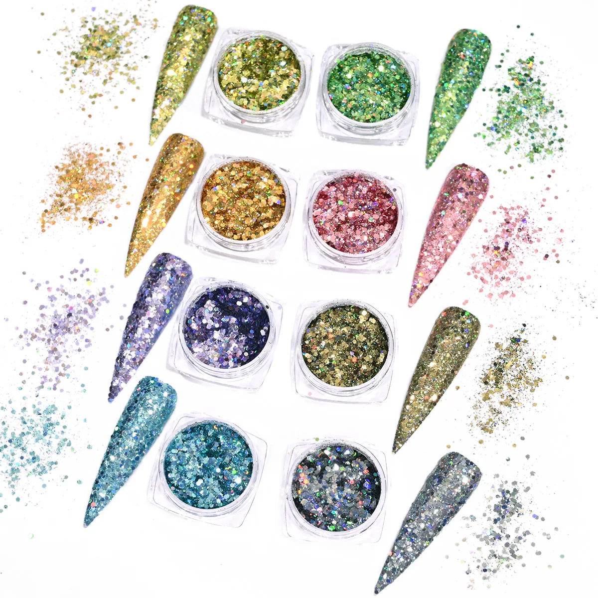 In Stock Fast Shipping New Design Solvent Resistant Polyester Holographic Silver Chunky Glitter For Nail Resin Tumbler