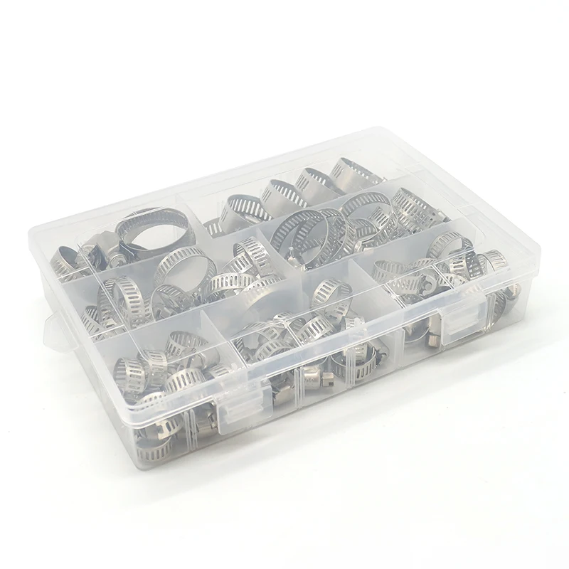60pcs Kit 201 Steel Single Ear Hose Clamps Assortment Kit Pipe Fixing Clamps With 7 Different Sizes