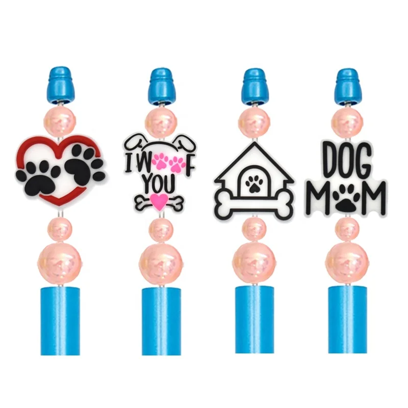 DIY Soft Material Animal Dogs Paw Tiger Lion Print Focal Bead Animals Rubber Silicone Printed Pens Beads For Pen Making