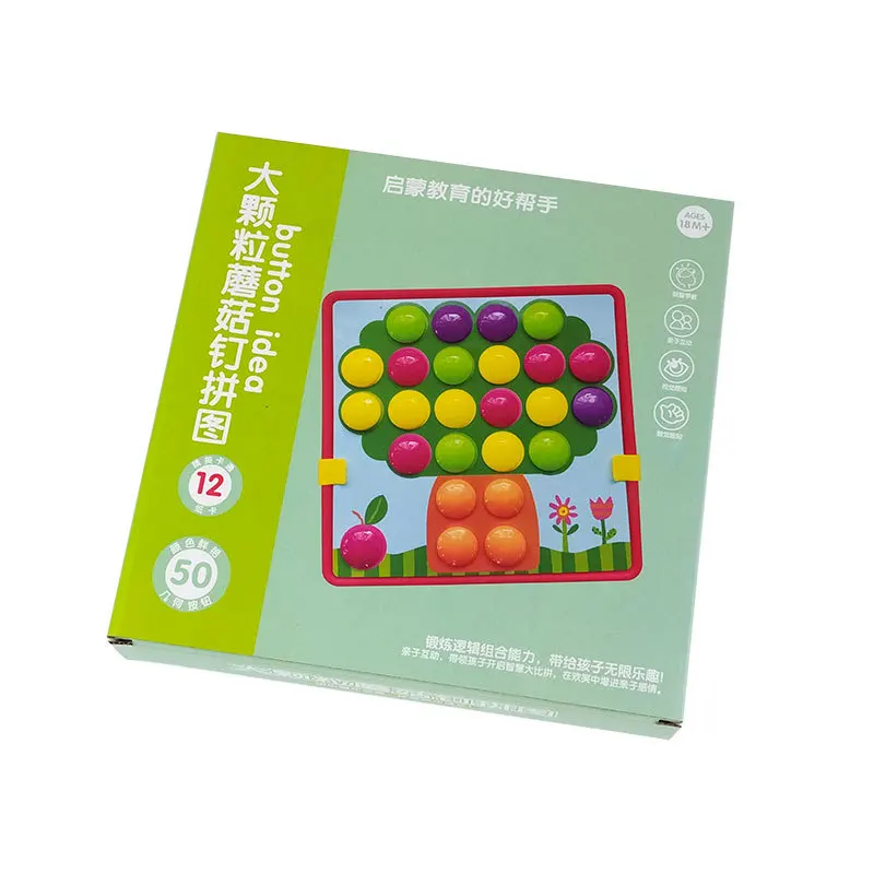 Colorful Variety Assembly Mushroom Nails Creative 3d Puzzles Flapper Board Mosaic Button Board Toy