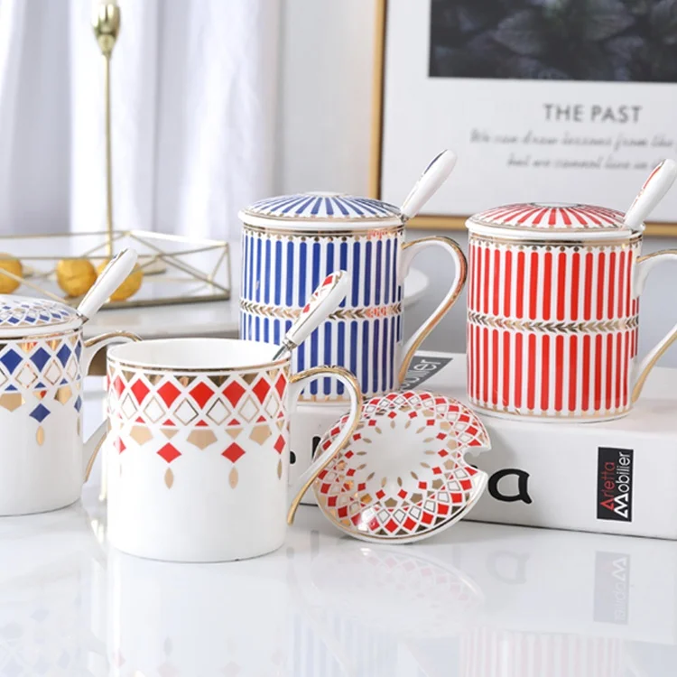 SHARDON Couple Both Mugs With Logo Coffee Cup Cover Spoon Christmas Cups And Mugs Tea Cup Birthday Gift