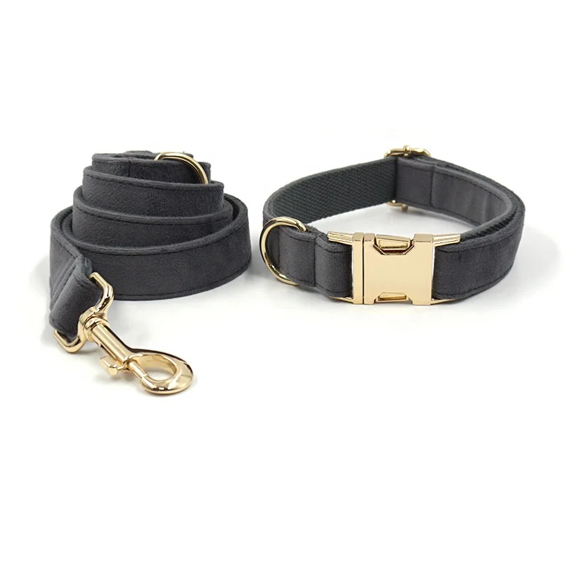 2024 new products ideas fashion adjustable dog harness high quality cute dark grey velvet designer harness for dogs pet leashes