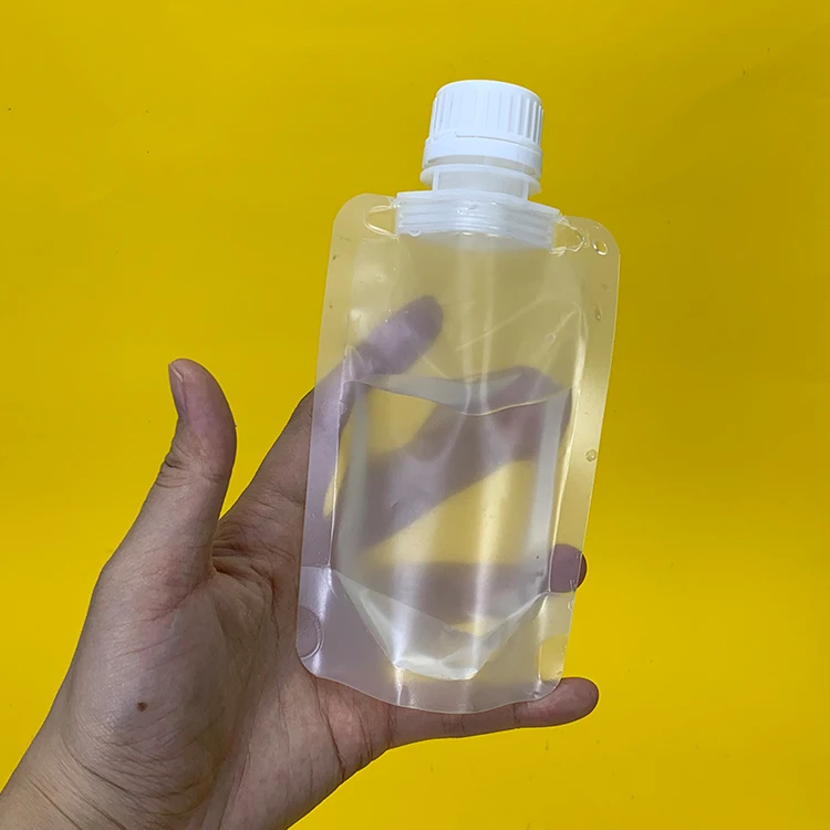 Clear Transparent Plastic Stand Up Packaging Soft Drink Bag with Spout