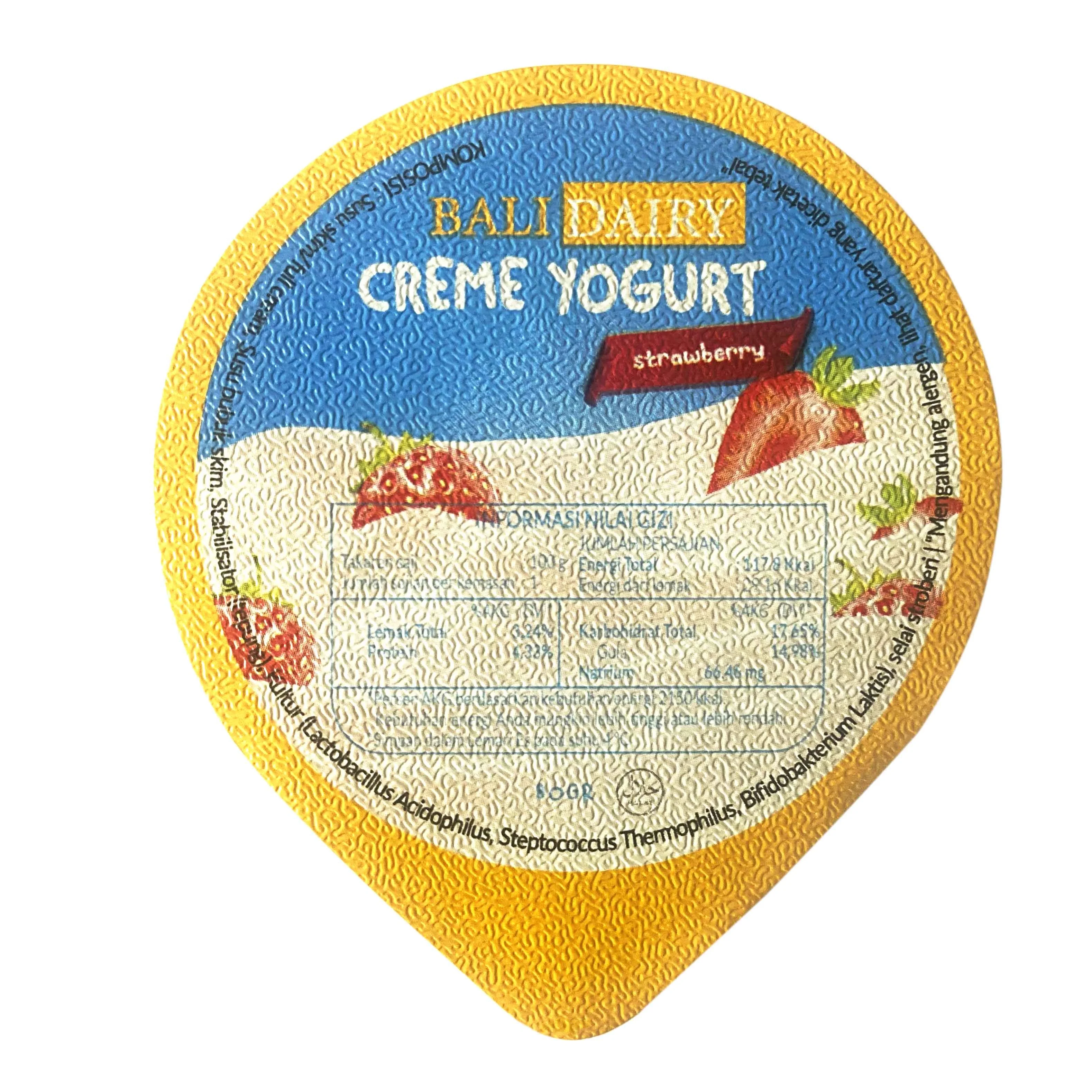 Aluminum Foil Lids For Strawberry Flavor Yogurt