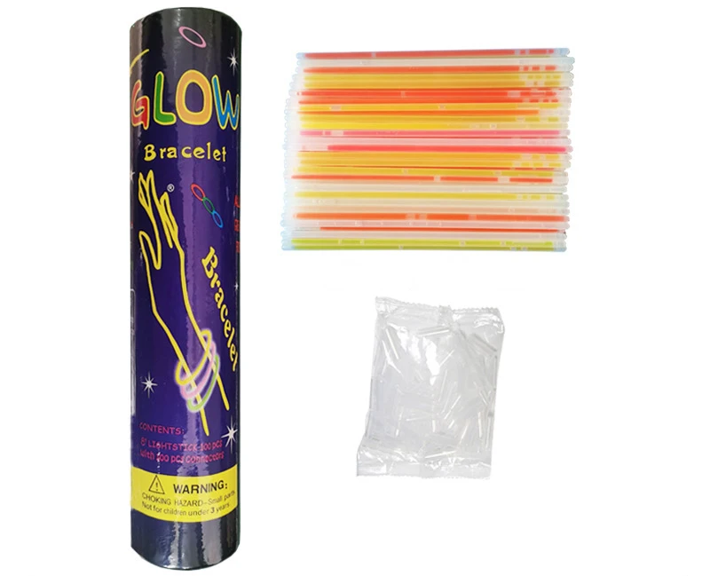 Custom wholesale 100pcs glow bulk bracelets stick light stick concert colorful flash bracelet glow stick  in the dark