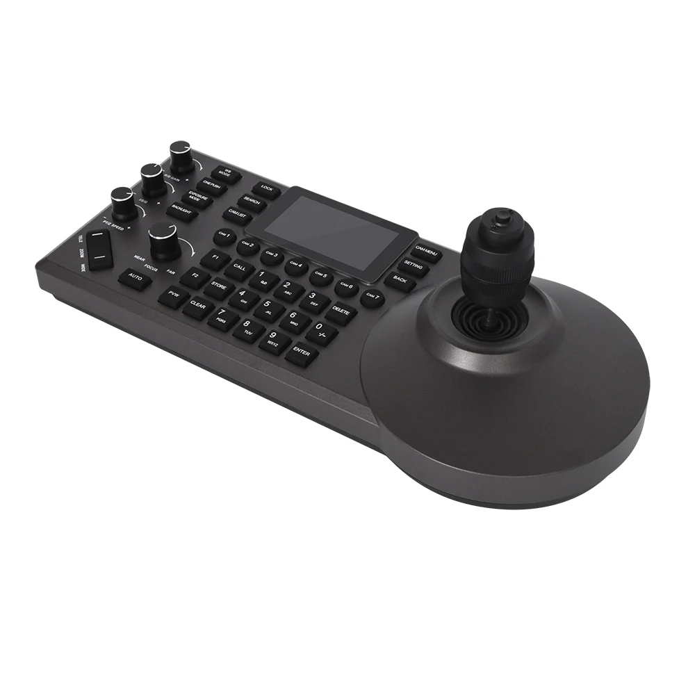 PTZ Camera Controller Keyboard with 4D Joystick for Live Streaming PTZ Network Keyboard PELCO D/P RS232 RS485 3 Inch LCD