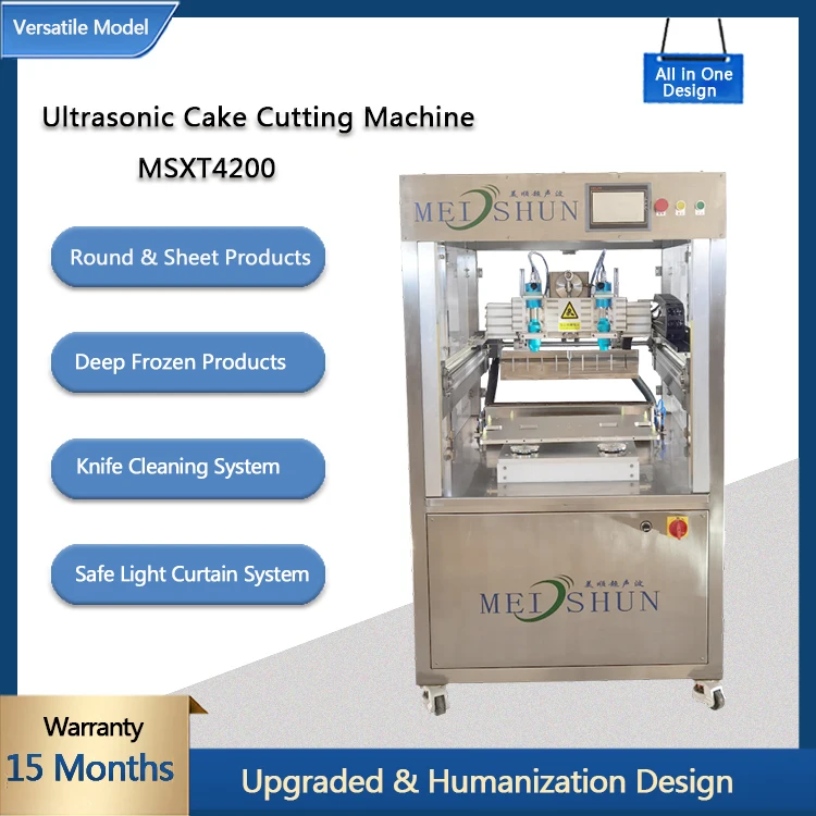 industrial food machinery ultrasonic biscuit roll cake cutter robotic ultrasonic cake slicing machine