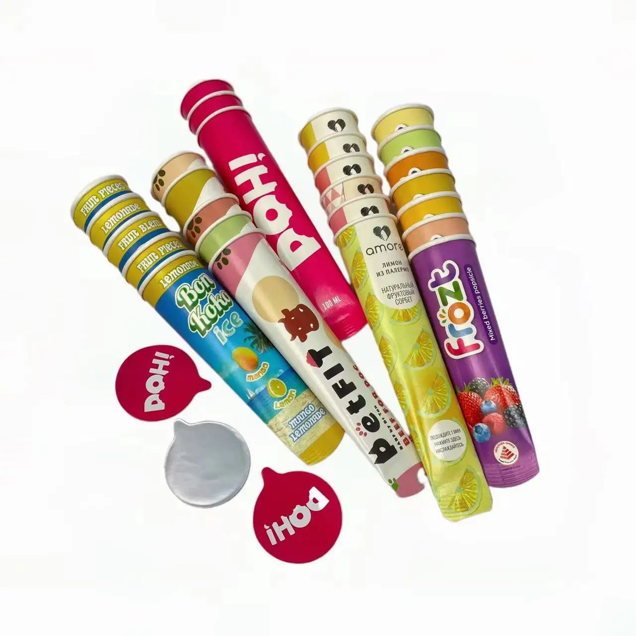 wholesale ice cream packaging containers custom design calippo tubes squeeze cup pipe wrapper