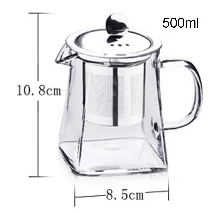350ml 500ml High Borosilicate Glass Teapot with Stainless Steel for Loose Leaf Tea High Borosilicate Glass Tea Kettle