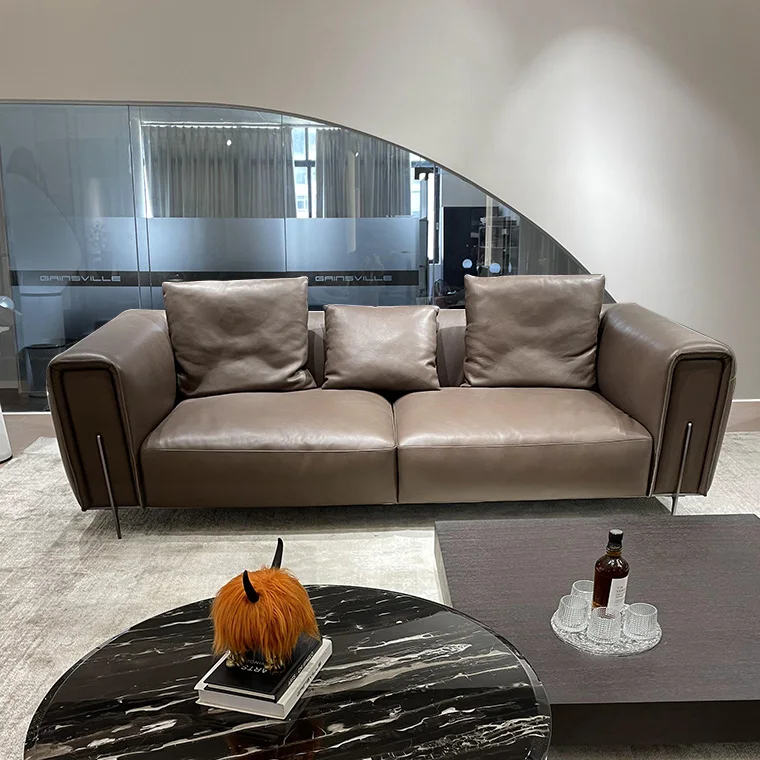 OEM/ODM Brown Chesterfield Sofa Set Furniture Leather Living Room Sofa Set Genuine Leather Sofa