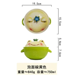 Creative Porcelain Frog Prince Ramen Noodle Bowl Soup Bowls With Cover And Handle Gift Set