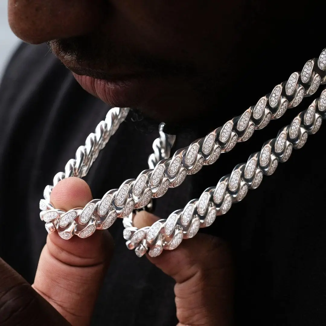 Hip Hop Jewelry Men Women 14K 18K Gold Filled Plated Brass Zircon CZ Diamond Iced Out Miami Cuban Link Chain Necklace