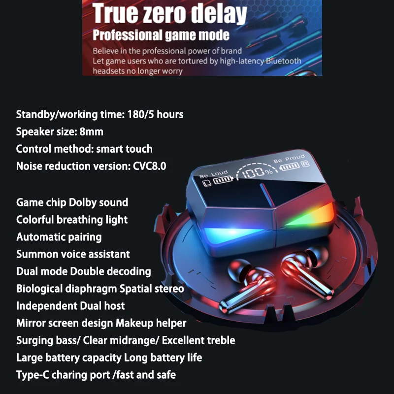 Noise cancelling earphones built-in mic headset touch control  best true wireless earbuds headphones