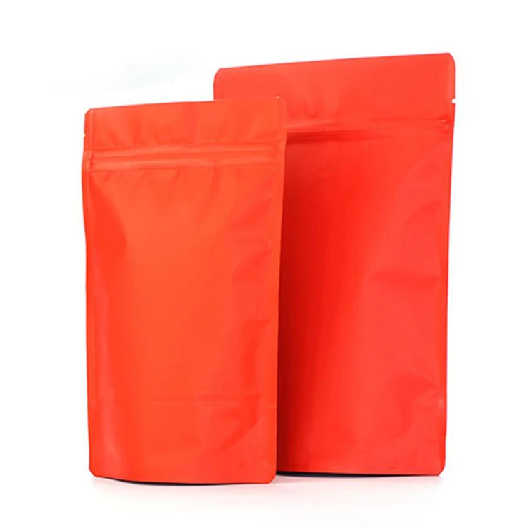 Matt Red Stand up Aluminum Foil Ziplock Bag Snack Cookie Tea Coffee Packaging Bag Doypack Red Foil Zipper Pouches