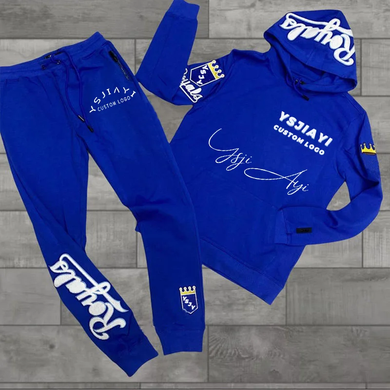 Own Brand Loose Casual Plain Color 2 Piece Set Mens Winter Outfits Tracksuit for Men