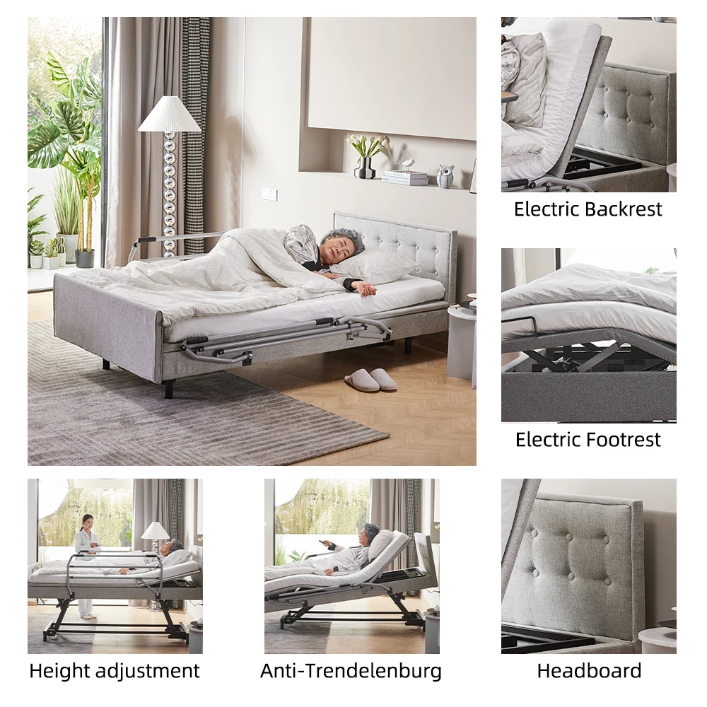 Tecforcare electric adjustable bed for senior home care bed for elderly care product electric nursing home bed