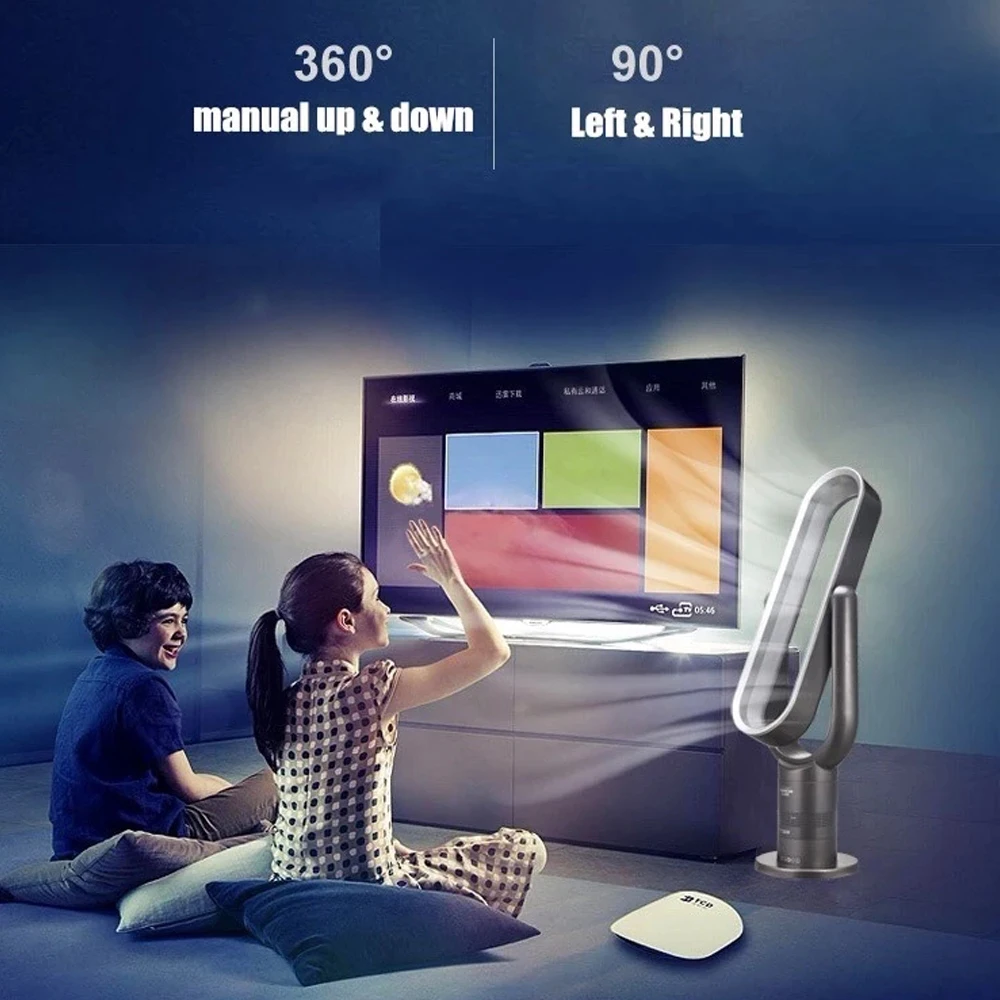 Bladeless Fan Portable Mini Personal Air Cooler Table Noiseless Desktop Misting Fan for Home Bedroom Baby-Room Office Outdoor